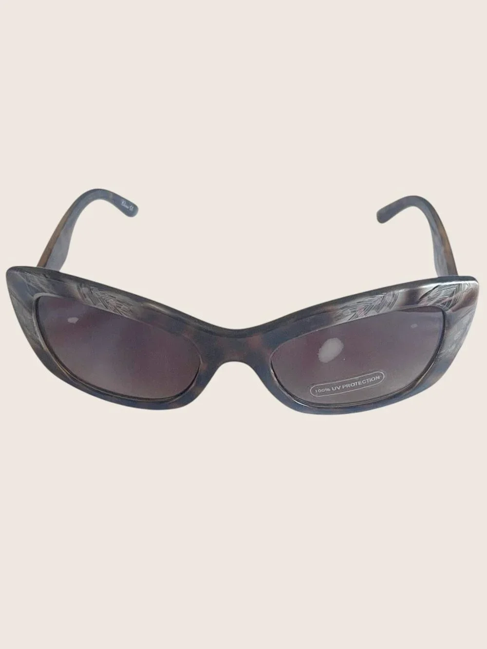 Feather Print Oversized Square Sunglasses Brown Gradient Lenses